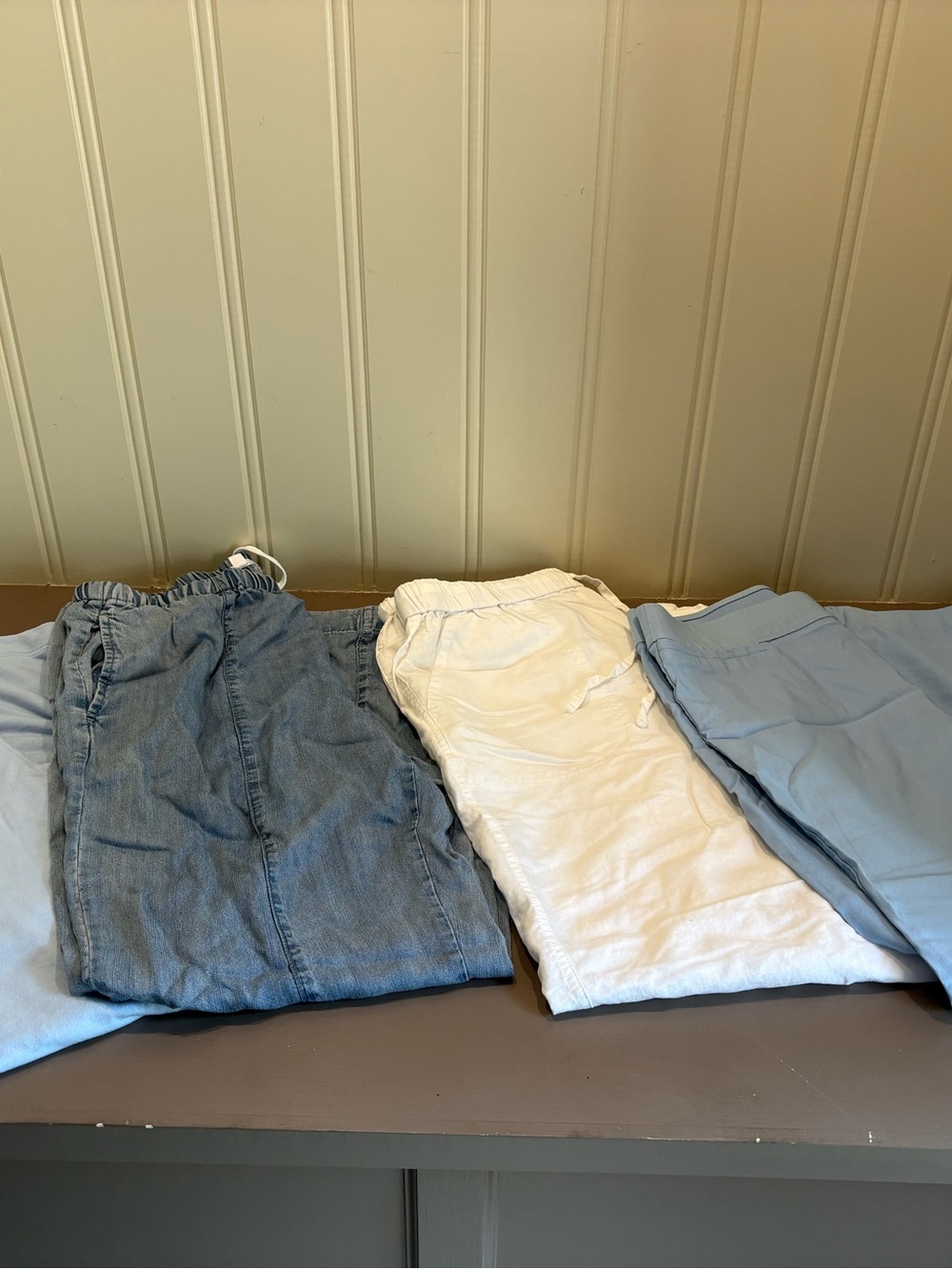 Bundle deal-Women's Pull-On pants in White, Light Blue, and Chambray